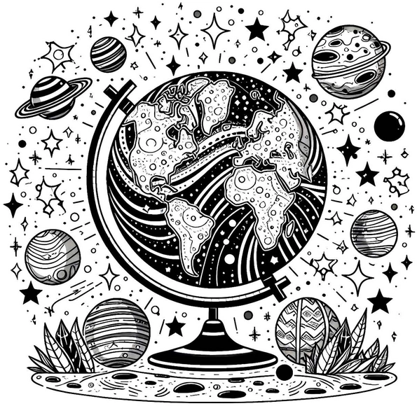 malvorlage-globus-und-weltall