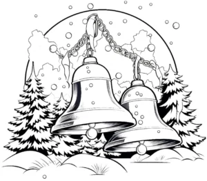 malvorlage-glocken-in-winterlandschaft