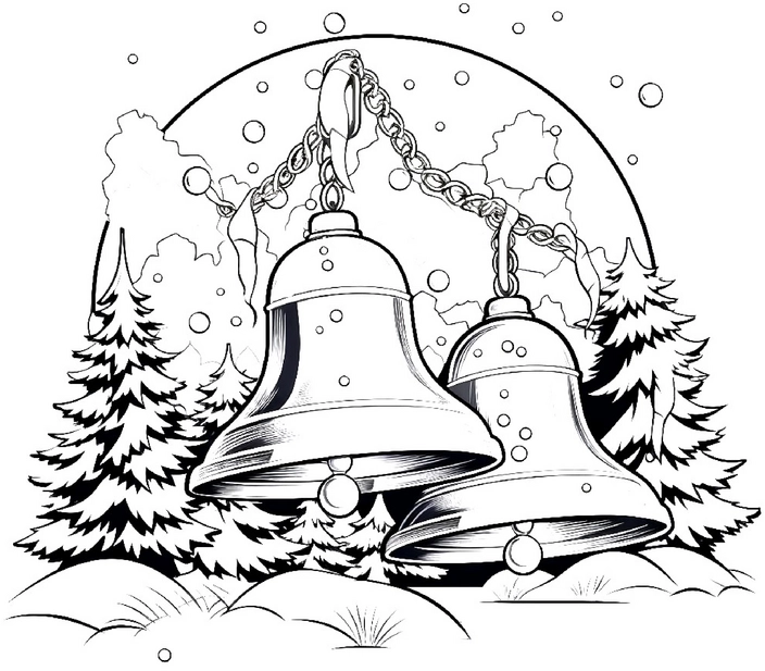 malvorlage-glocken-in-winterlandschaft