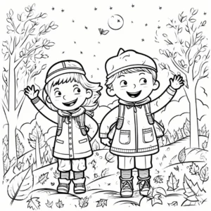 malvorlage-glueckliche-kinder-im-herbst