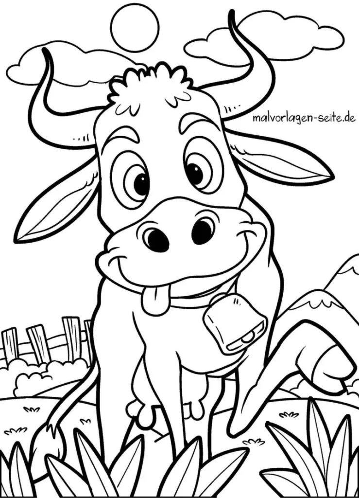malvorlage-glueckliche-kuh-im-gruenen