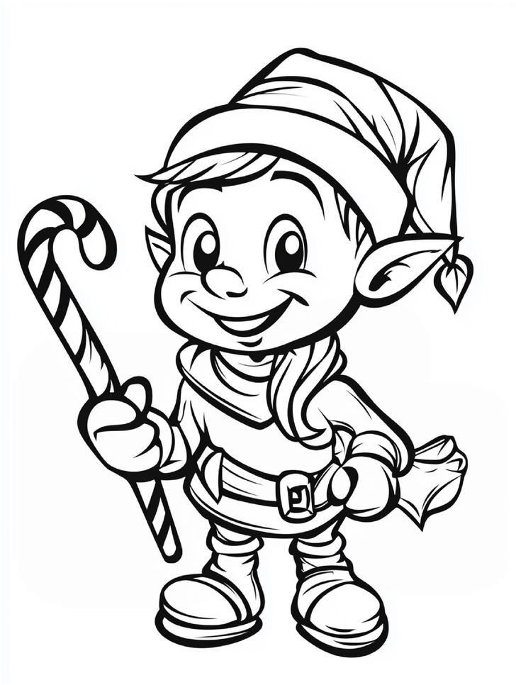 malvorlage-gluecklicher-elf-zuckerstab