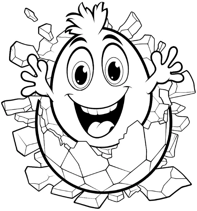 malvorlage-glueckliches-ei-mit-zerbrochener-schale