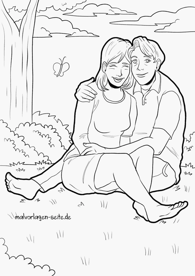 malvorlage-glueckliches-paar-im-park