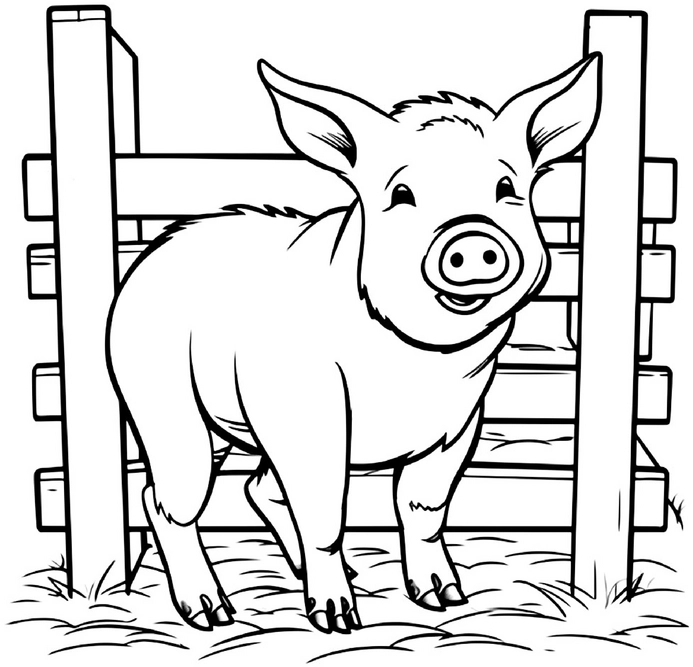 malvorlage-glueckliches-schwein-auf-dem-bauernhof