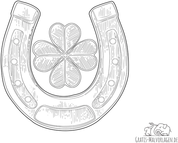 malvorlage-glueckshufeisen-mit-kleeblatt