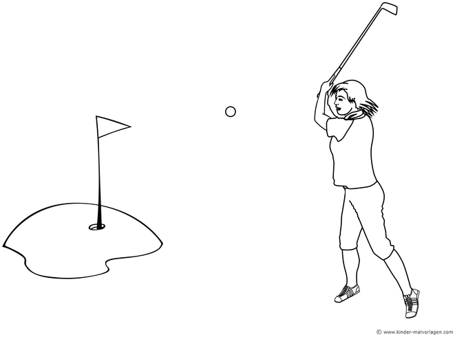 malvorlage-golferin-auf-dem-golfplatz