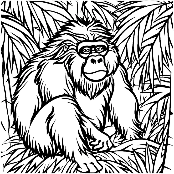 malvorlage-gorilla-im-dschungel