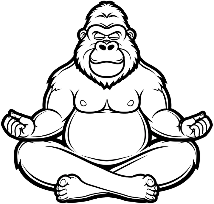 malvorlage-gorilla-in-meditationspose