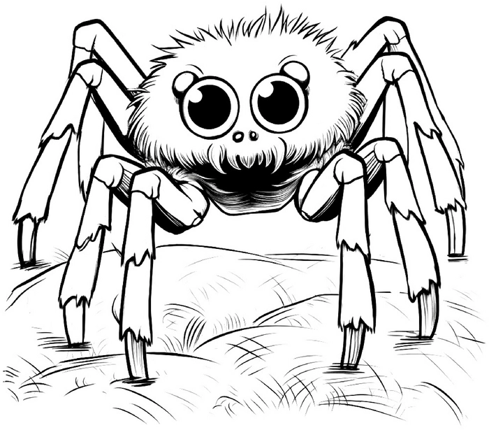 malvorlage-grosse-spinne-mit-niedlichen-augen