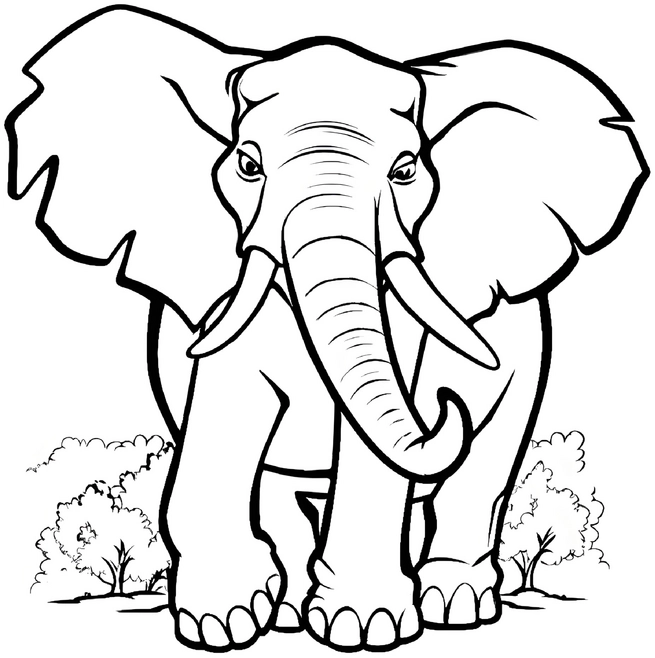 malvorlage-grosser-elefant-in-der-natur