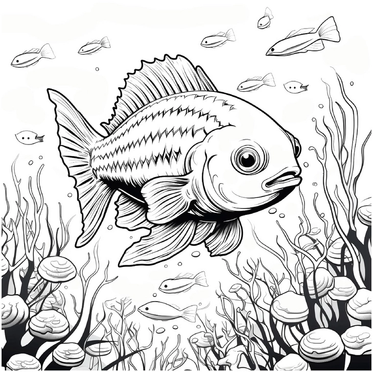malvorlage-grosser-fisch-unterwasser-ausmalbild