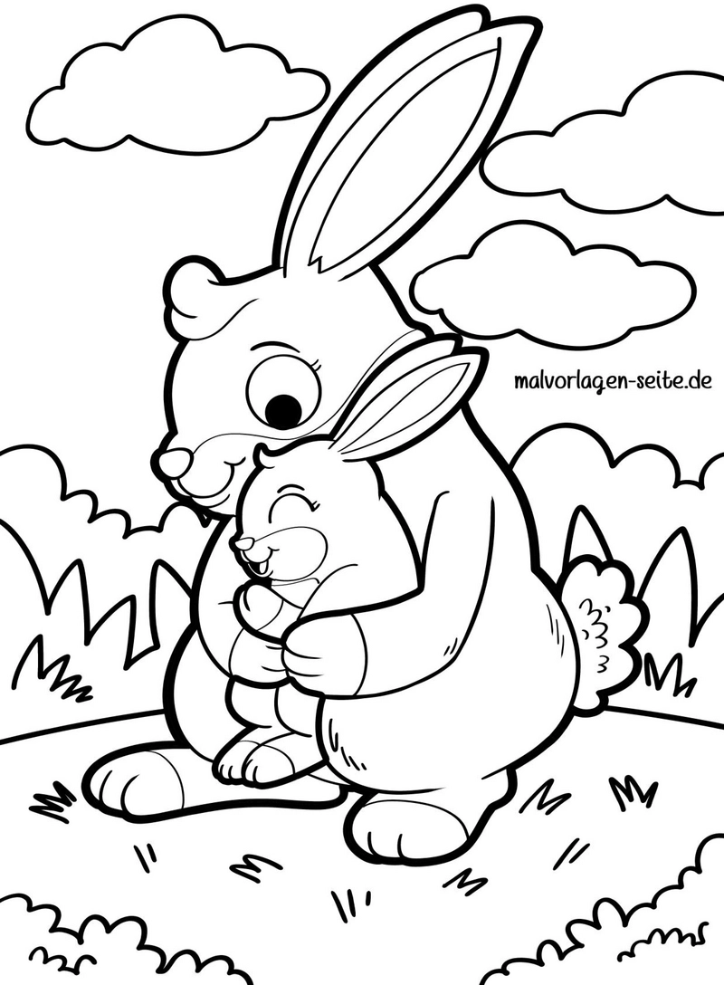 malvorlage-grosser-hase-und-kind-umarmung