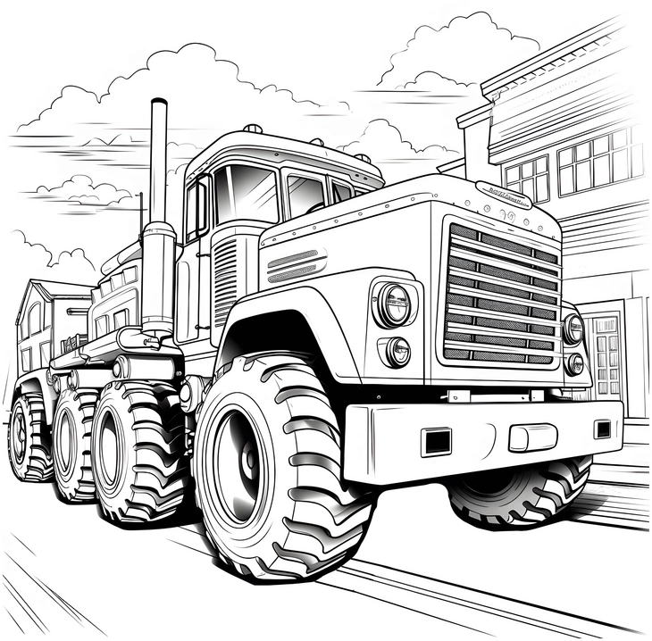 malvorlage-grosser-traktor-mit-anhaenger