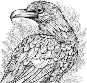 malvorlage-grosser-vogel-mit-detailliertem-gefaeder-und-natur-hintergrund