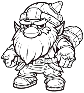malvorlage-gruseliger-zwerg-mit-helm-und-ruestung