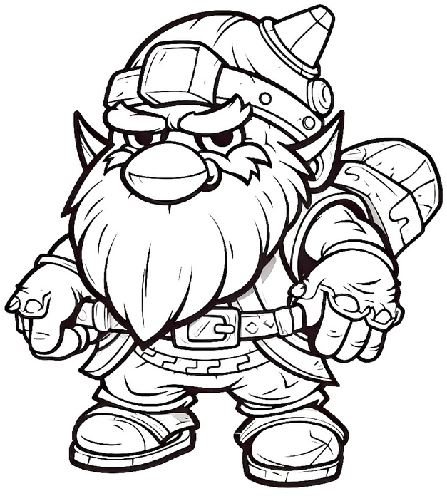 malvorlage-gruseliger-zwerg-mit-helm-und-ruestung