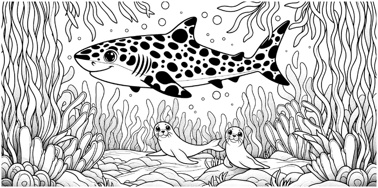 malvorlage-hai-und-robben-in-der-unterwasserwelt