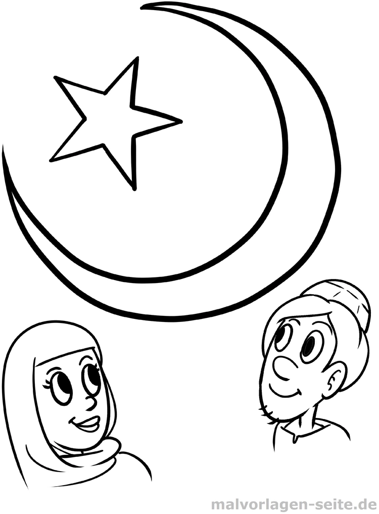 malvorlage-halbmond-und-stern-mit-charakteren