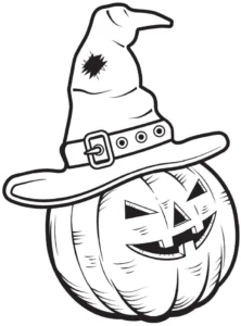 malvorlage-halloween-kuerbis-mit-hexenhut
