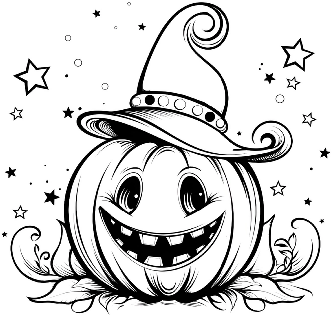 malvorlage-halloween-kuerbis-mit-hut