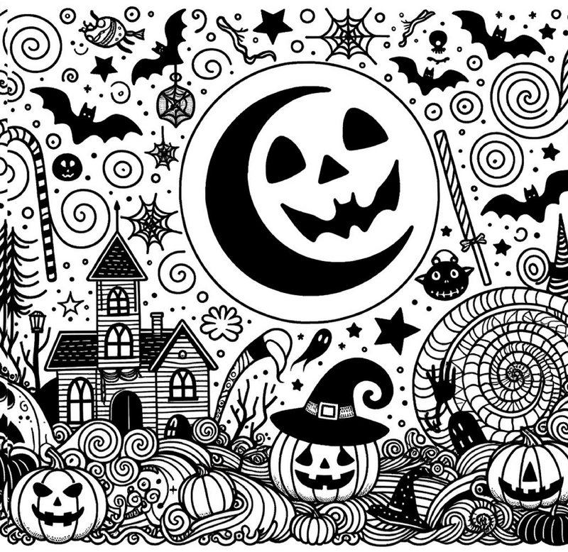 malvorlage-halloween-kuerbis-mond-fledermaeuse