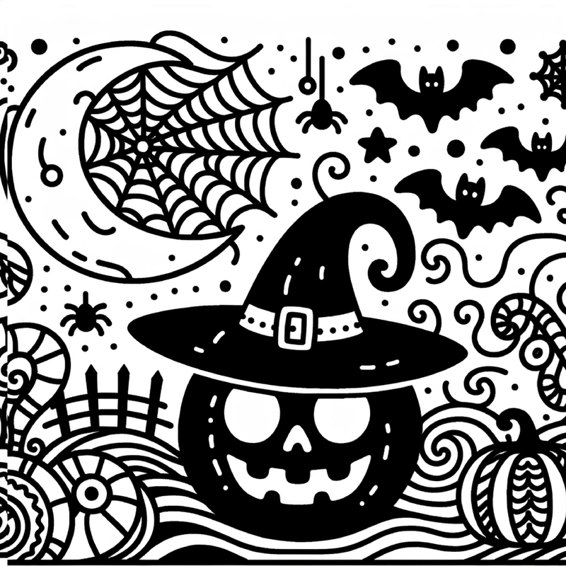 malvorlage-halloween-mit-hexen-und-fledermaeusen
