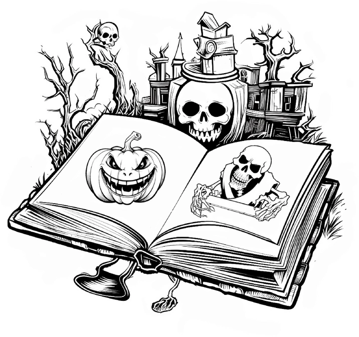 malvorlage-halloween-motiv-kuerbis-totenkopf