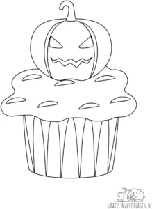 malvorlage-halloween-muffin-mit-kuerbisfigur