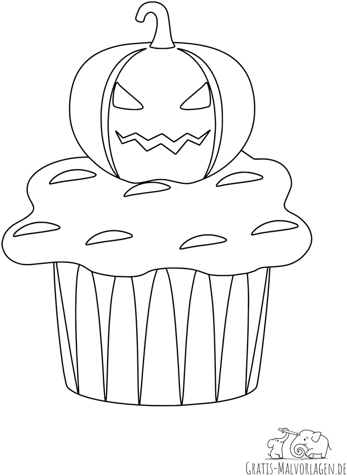 malvorlage-halloween-muffin-mit-kuerbisfigur