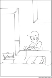 malvorlage-handwerker-klempner-bei-der-arbeit