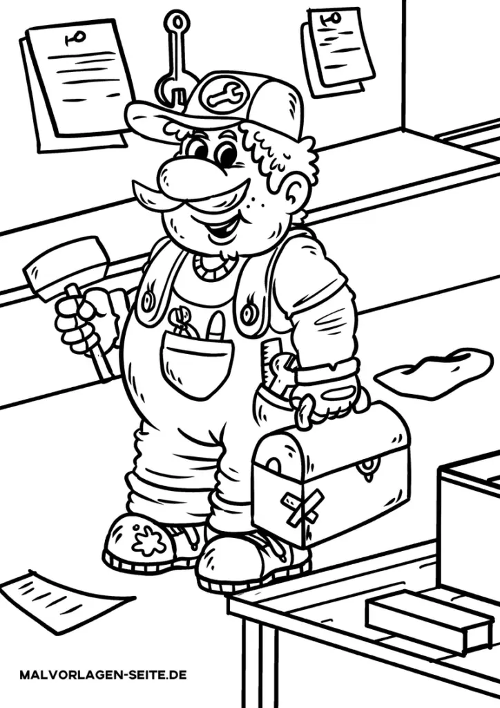 malvorlage-handwerker-mit-werkzeugkasten