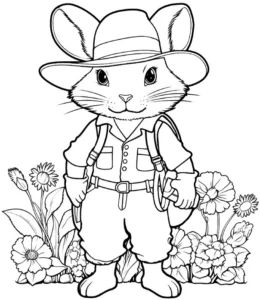 malvorlage-hase-abenteuer-outfit-mit-blumen