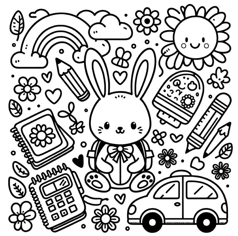 malvorlage-hase-blumen-regenbogen-ausmalen