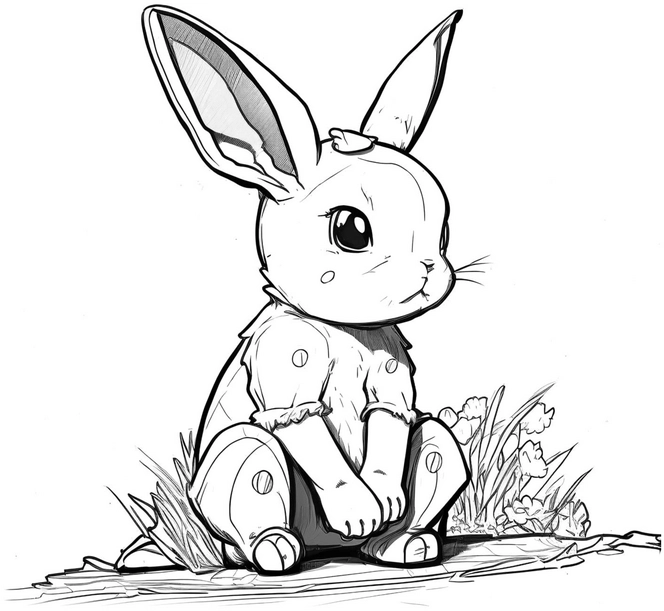 malvorlage-hase-im-fruehling-ausmalbild