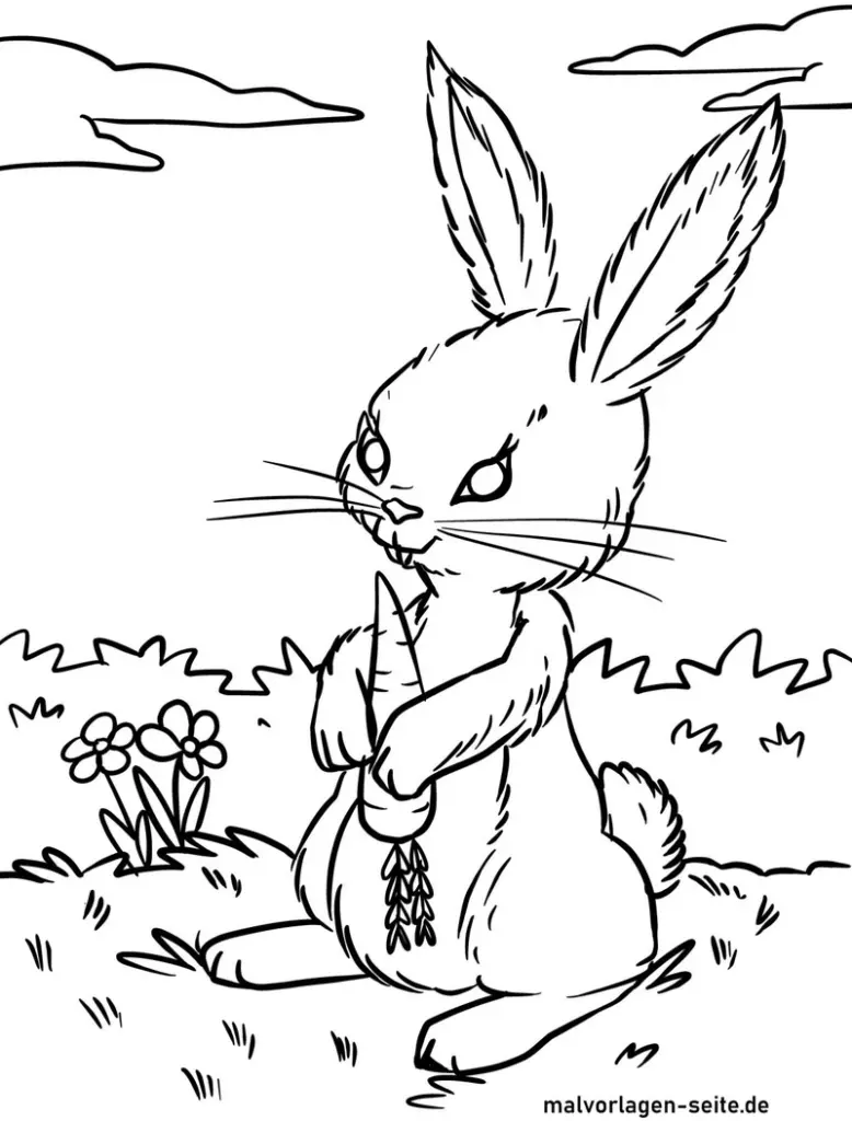 malvorlage-hase-karotte-natur