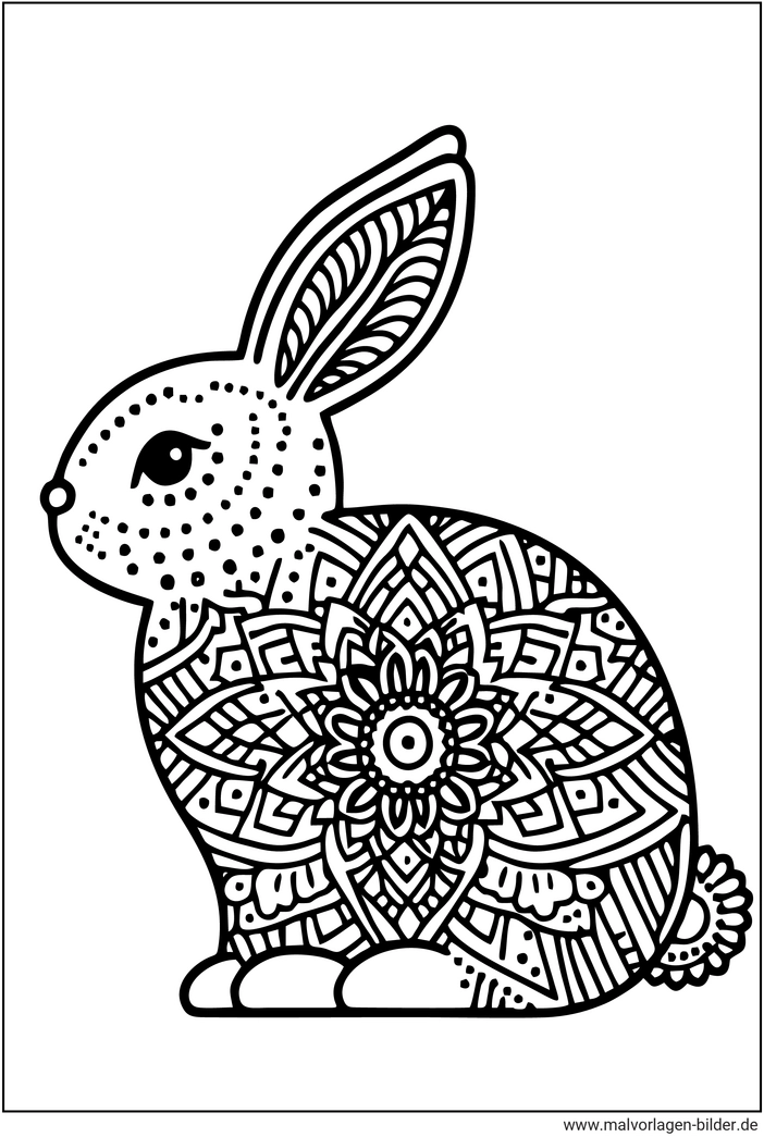 malvorlage-hase-mit-kunstvollem-muster-ostern
