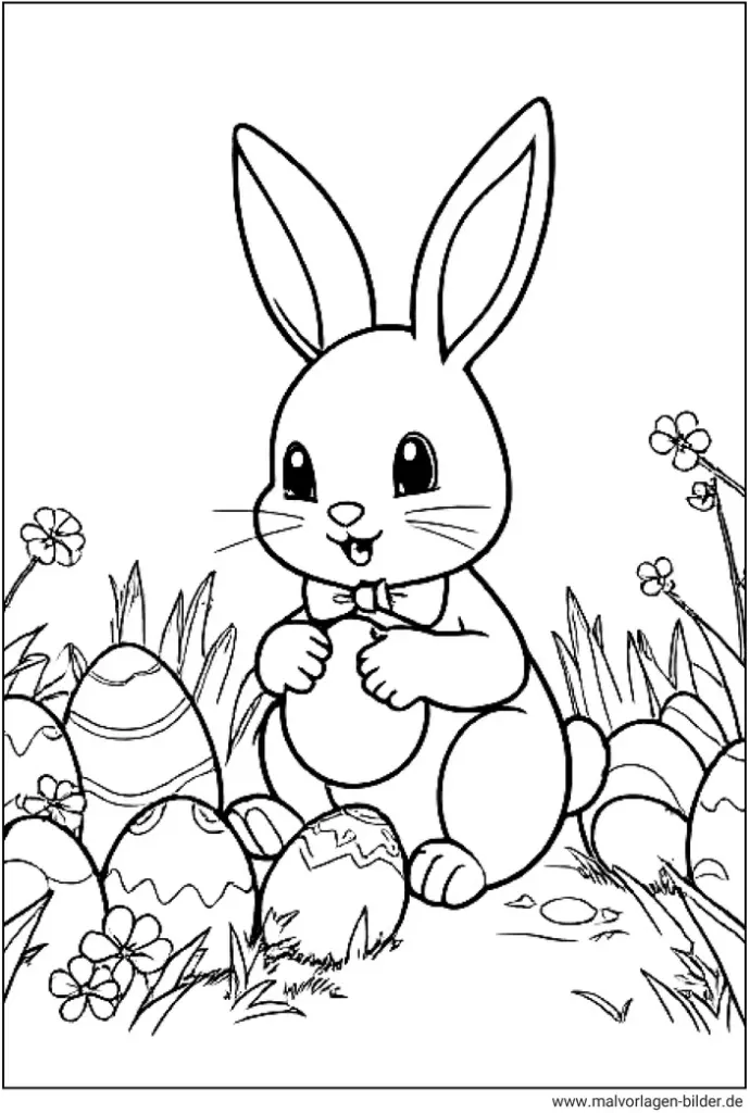 malvorlage-hase-mit-ostereiern