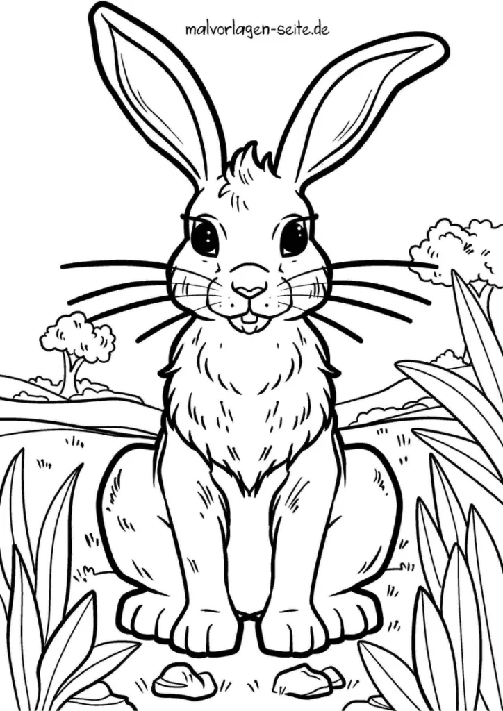 malvorlage-hase-natur-szene