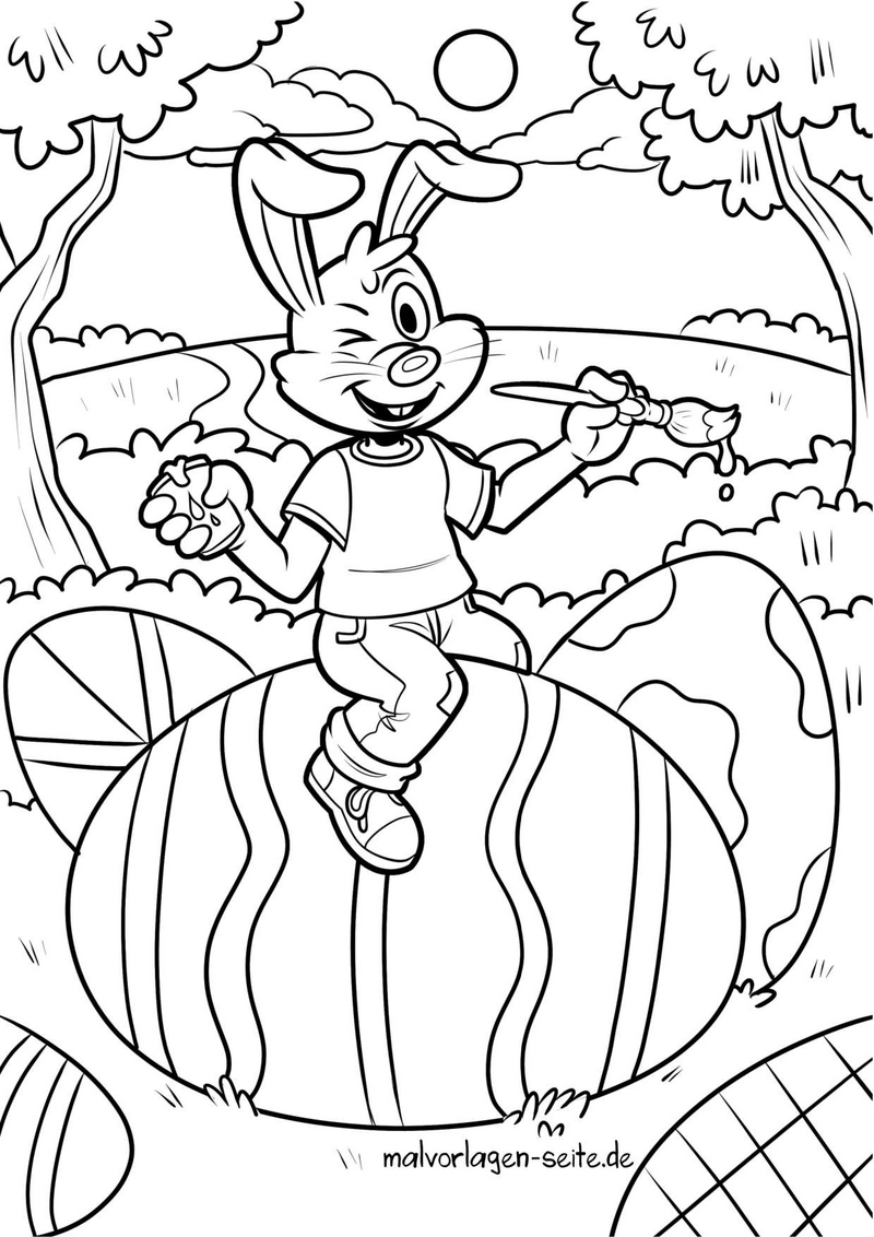 malvorlage-hase-osterei-fruehling