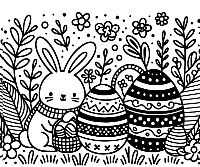 malvorlage-hase-ostereier-fruehling
