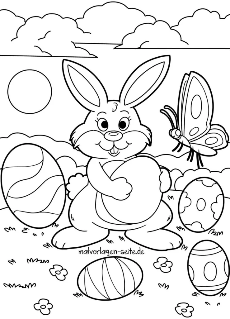 malvorlage-hase-und-ostereier