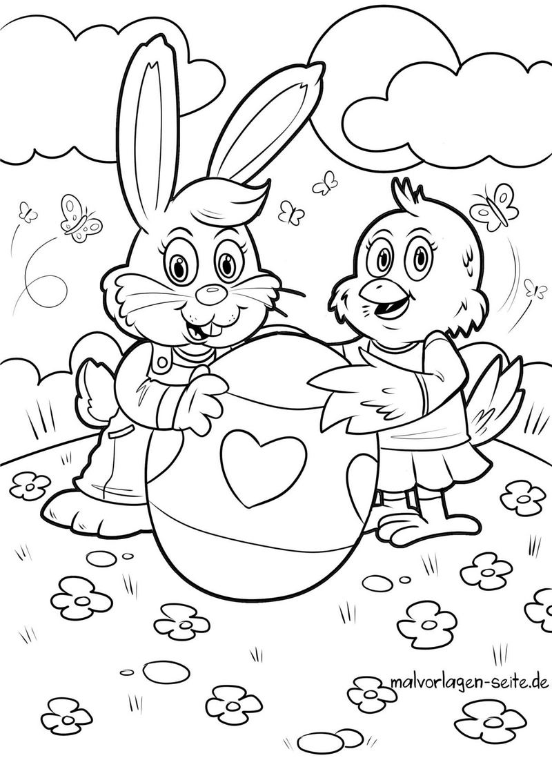malvorlage-hase-vogel-ostern