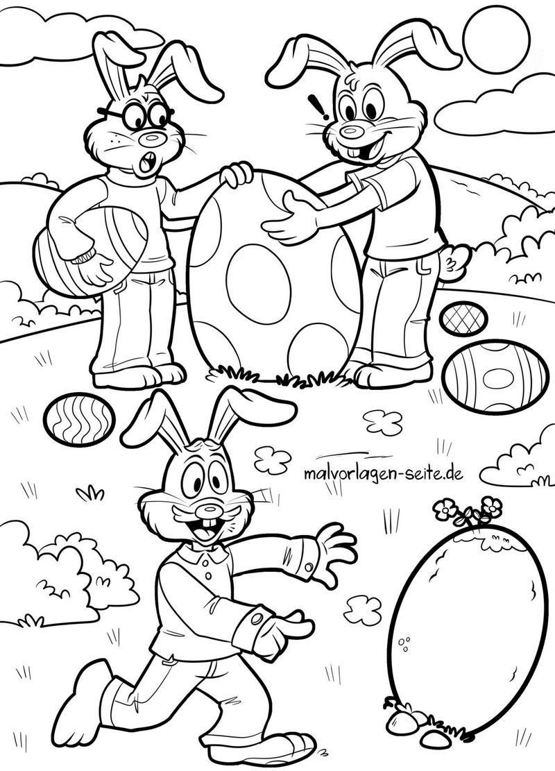 malvorlage-hasen-bunte-ostereier-ausmalen