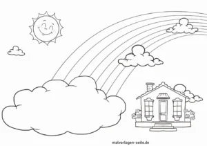 malvorlage-haus-sonne-regenbogen