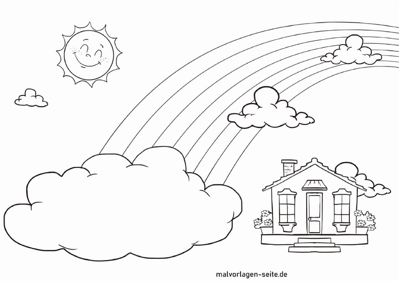 malvorlage-haus-sonne-regenbogen