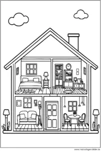 malvorlage-haus-von-innen-mit-moebeln