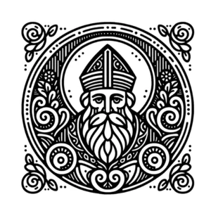 malvorlage-heiligen-mit-floralen-mustern-fuer-weihnachten