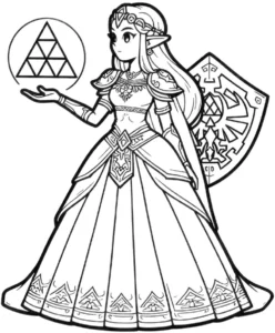 malvorlage-heldenhafte-figur-mit-triforce-symbol
