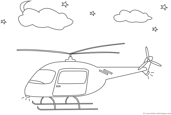 malvorlage-helikopter-im-sternenhimmel